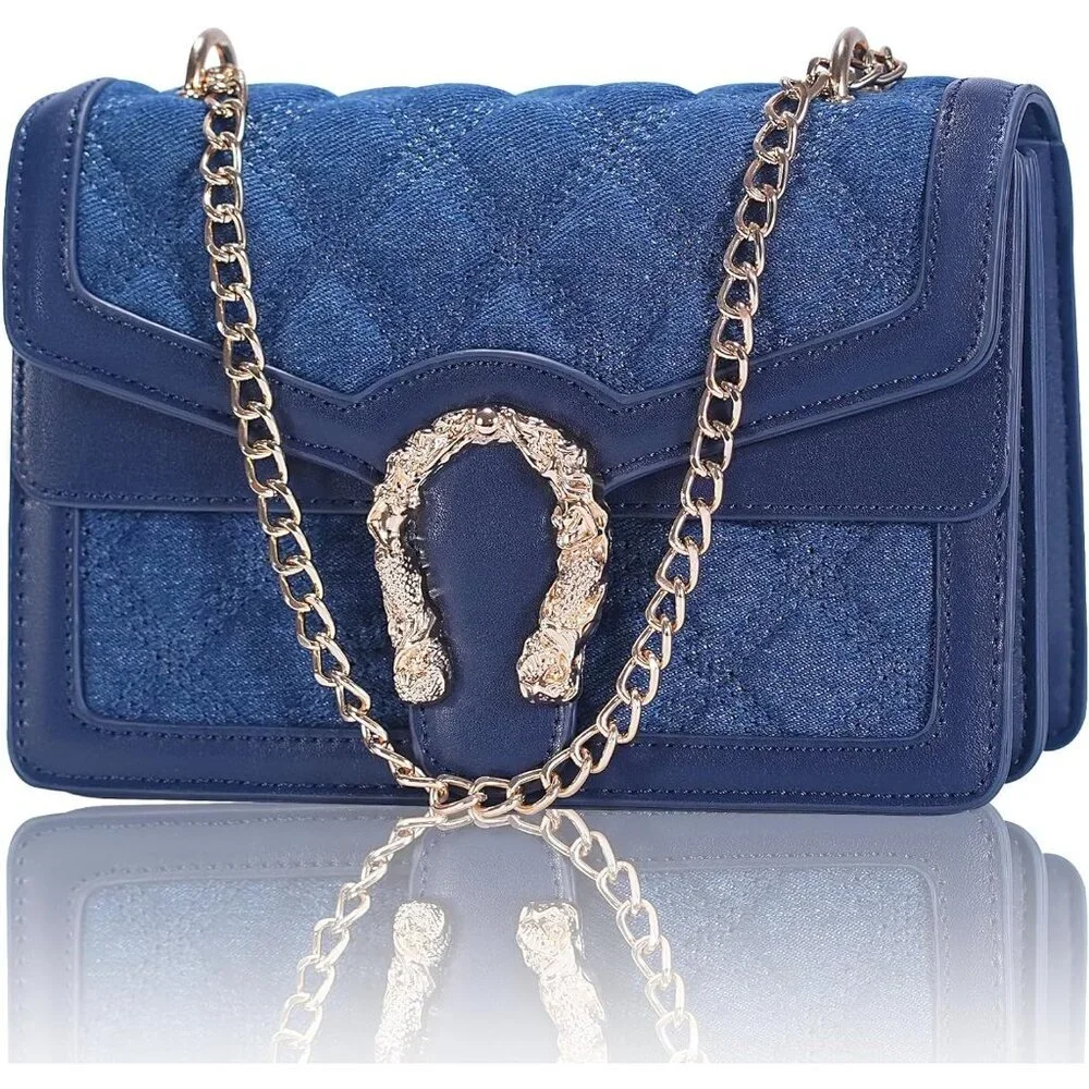 ⚡ Women's Blue Snake Vegan Leather Print Casual Fashion Satchel Crossbody Bag